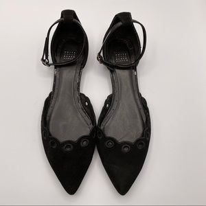 WHBM | Black Scalloped Suede Pointed Toe Flats
